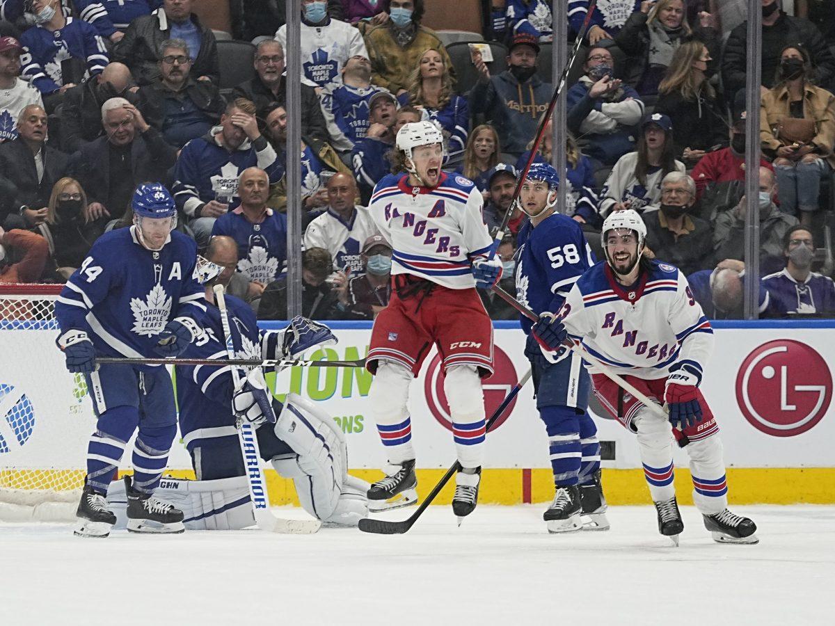 rangers maple leafs score