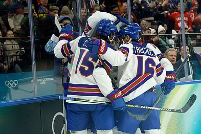 Olympics: Ice Hockey-Men Group C - LAT-USA