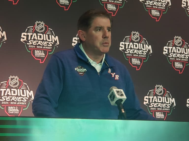 NYR coach at NHL Stadium Series 2024 New Jersey press conference