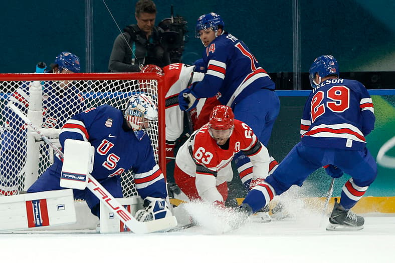 Olympics: Ice Hockey-Men Group C - USA-DEN