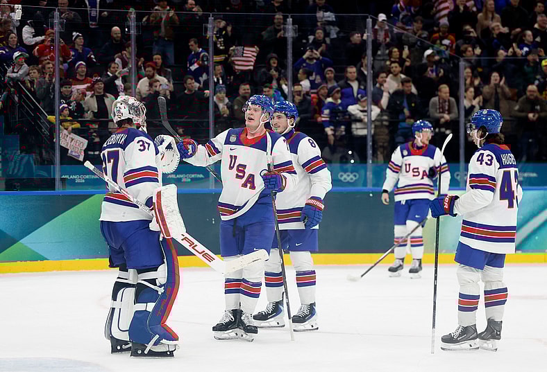 Olympics: Ice Hockey-Men Group C - LAT-USA