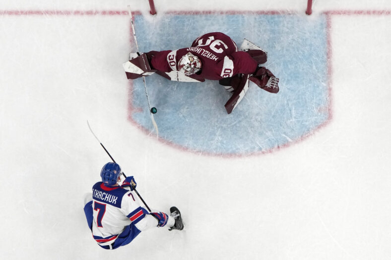 Olympics: Ice Hockey-Men Group C - LAT-USA
