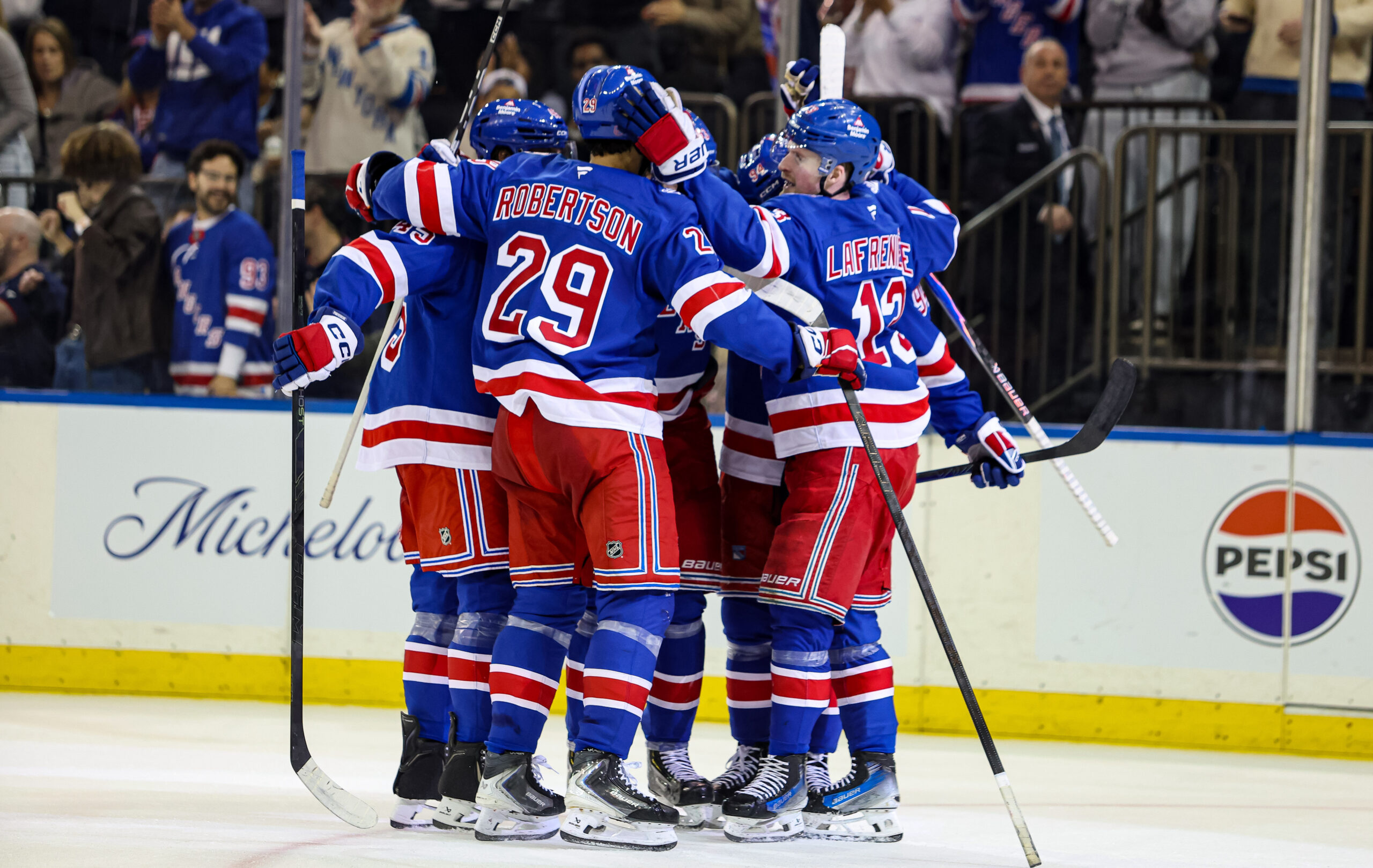 Perreault hat trick backs Quick in Rangers 4-1 win over Detroit: Takeaways